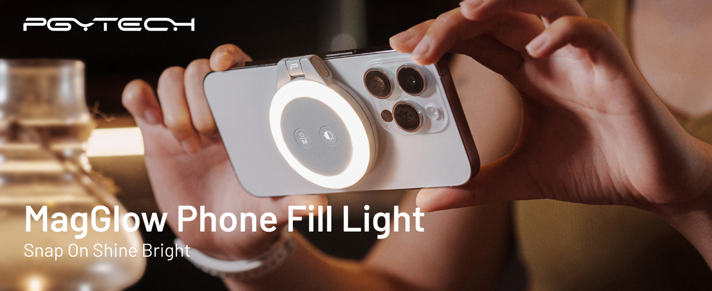 スマホアクセサリー PYGTECH MAGCAM Phone Grip+ MagGlow Light PGYTECH、「MagCam スマートフォングリップ/スマートフォン